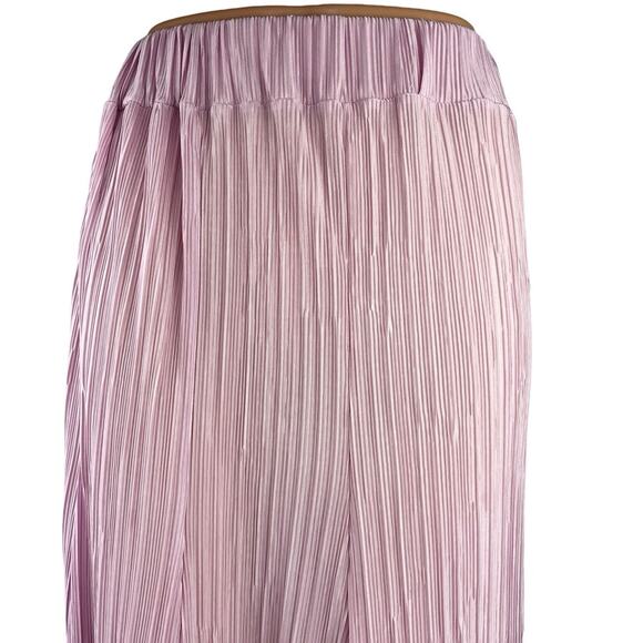 PinkyOtto Pink Elastic Waist High Waist Pleated Straight A-Line Maxi Skirt Sz S - Picture 4 of 6